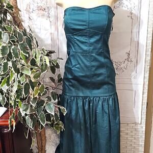 Zara Green Strapless Midi Dress With Topstitching Small